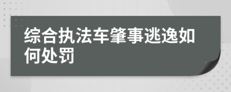 综合执法车肇事逃逸如何处罚