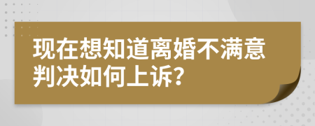 现在想知道离婚不满意判决如何上诉？