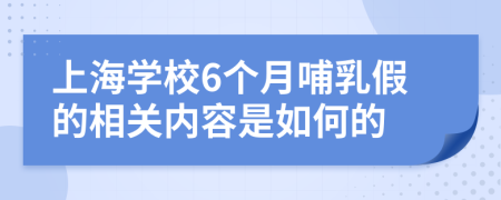 上海学校6个月哺乳假的相关内容是如何的