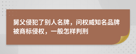 舅父侵犯了别人名牌，问权威知名品牌被商标侵权，一般怎样判刑