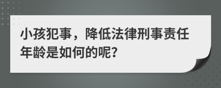 小孩犯事，降低法律刑事责任年龄是如何的呢？