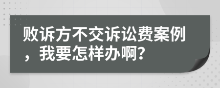 败诉方不交诉讼费案例，我要怎样办啊？