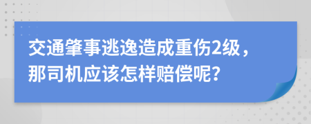 交通肇事逃逸造成重伤2级，那司机应该怎样赔偿呢？