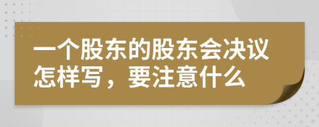 一个股东的股东会决议怎样写，要注意什么