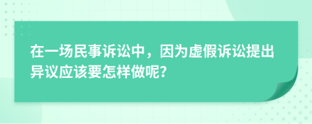 在一场民事诉讼中，因为虚假诉讼提出异议应该要怎样做呢？