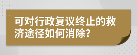 可对行政复议终止的救济途径如何消除？