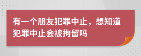 有一个朋友犯罪中止，想知道犯罪中止会被拘留吗