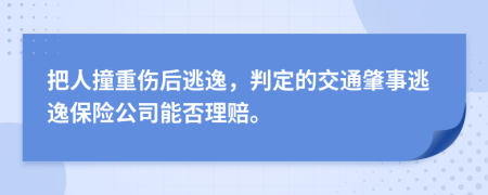 把人撞重伤后逃逸，判定的交通肇事逃逸保险公司能否理赔。