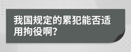 我国规定的累犯能否适用拘役啊？
