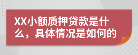 XX小额质押贷款是什么，具体情况是如何的