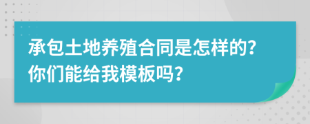 承包土地养殖合同是怎样的？你们能给我模板吗？