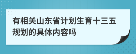 有相关山东省计划生育十三五规划的具体内容吗