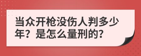 当众开枪没伤人判多少年？是怎么量刑的？