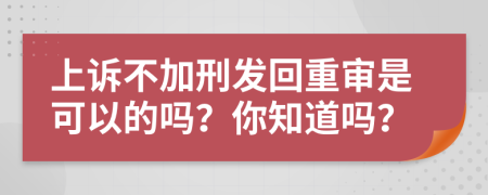 上诉不加刑发回重审是可以的吗？你知道吗？