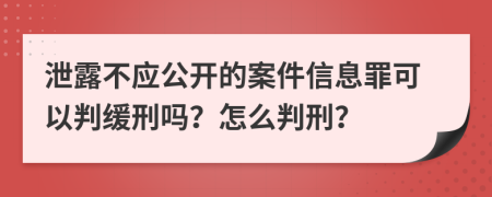 泄露不应公开的案件信息罪可以判缓刑吗？怎么判刑？