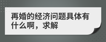 再婚的经济问题具体有什么啊，求解