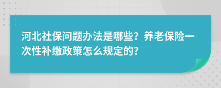 河北社保问题办法是哪些？养老保险一次性补缴政策怎么规定的？