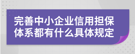 完善中小企业信用担保体系都有什么具体规定