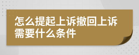 怎么提起上诉撤回上诉需要什么条件