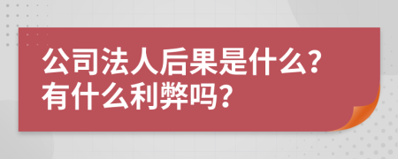 公司法人后果是什么？有什么利弊吗？