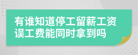 有谁知道停工留薪工资误工费能同时拿到吗