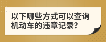 以下哪些方式可以查询机动车的违章记录？