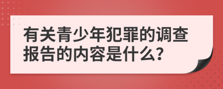 有关青少年犯罪的调查报告的内容是什么？