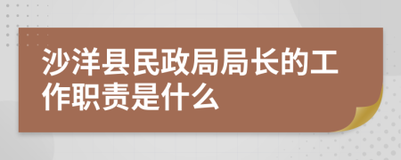 沙洋县民政局局长的工作职责是什么