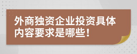 外商独资企业投资具体内容要求是哪些！