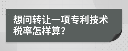 想问转让一项专利技术税率怎样算？