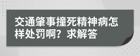 交通肇事撞死精神病怎样处罚啊？求解答