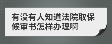 有没有人知道法院取保候审书怎样办理啊