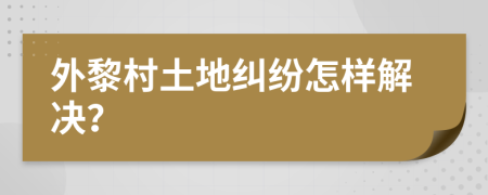 外黎村土地纠纷怎样解决？