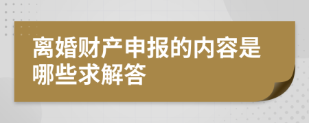 离婚财产申报的内容是哪些求解答