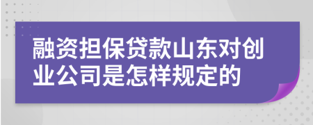 融资担保贷款山东对创业公司是怎样规定的