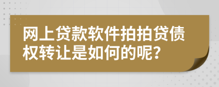 网上贷款软件拍拍贷债权转让是如何的呢？