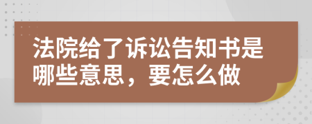 法院给了诉讼告知书是哪些意思，要怎么做