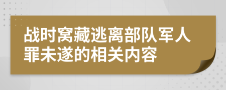 战时窝藏逃离部队军人罪未遂的相关内容