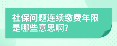 社保问题连续缴费年限是哪些意思啊？