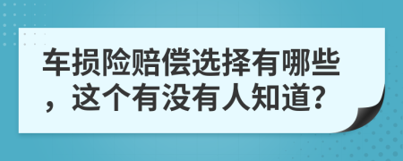 车损险赔偿选择有哪些，这个有没有人知道？
