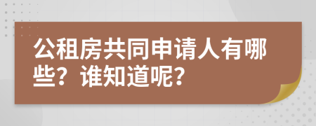 公租房共同申请人有哪些？谁知道呢？