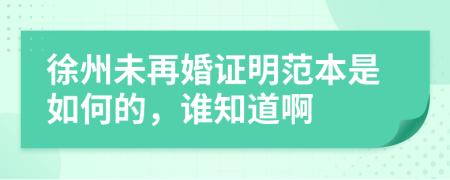 徐州未再婚证明范本是如何的，谁知道啊