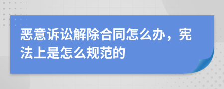 恶意诉讼解除合同怎么办，宪法上是怎么规范的