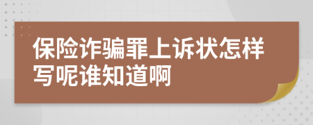 保险诈骗罪上诉状怎样写呢谁知道啊