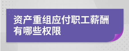 资产重组应付职工薪酬有哪些权限