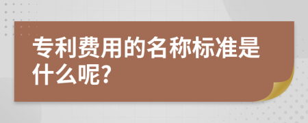 专利费用的名称标准是什么呢?