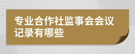 专业合作社监事会会议记录有哪些