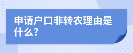 申请户口非转农理由是什么?