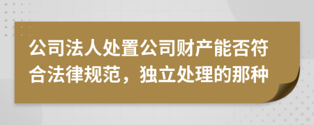 公司法人处置公司财产能否符合法律规范，独立处理的那种