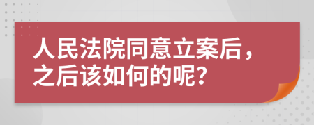 人民法院同意立案后，之后该如何的呢？